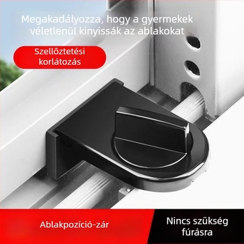 Fúrás nélküli ablakkorlátozó zár, csúszó ablakhoz, gyermekbiztonság, lopás elleni zár