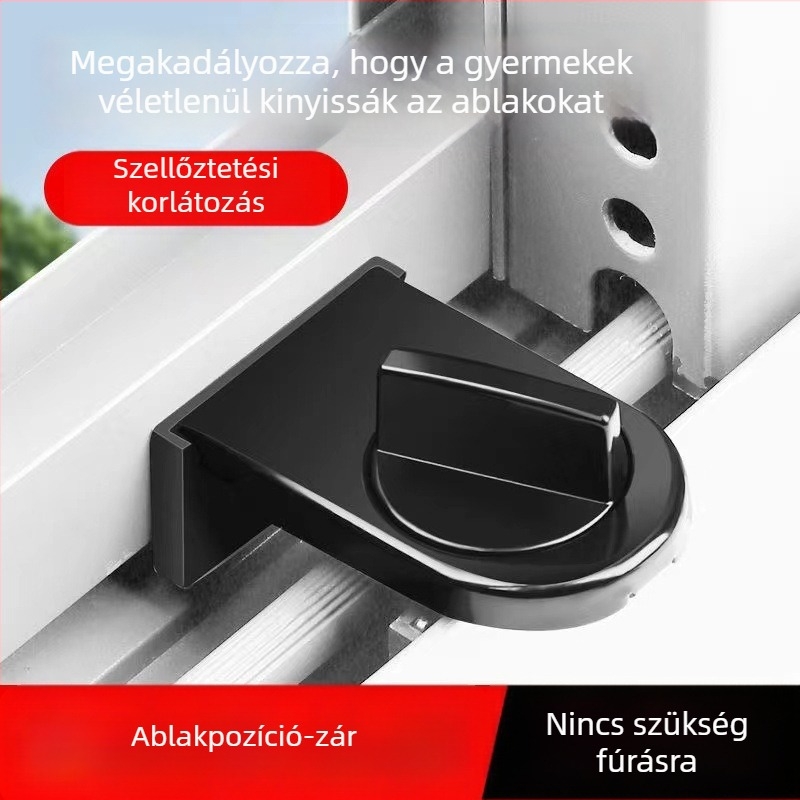 Fúrás nélküli ablakkorlátozó zár, csúszó ablakhoz, gyermekbiztonság, lopás elleni zár