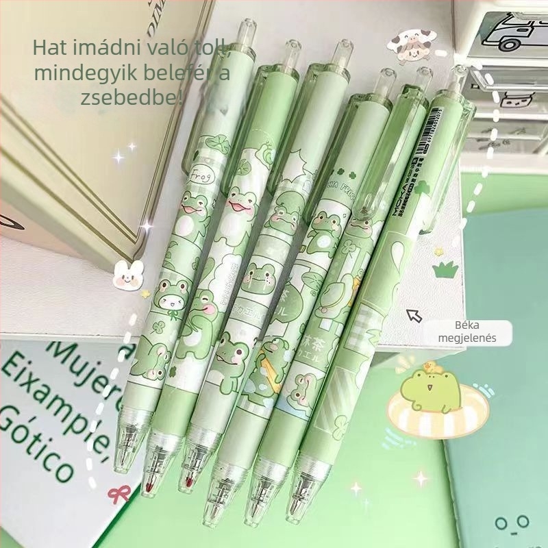 Béka témájú limitált kiadású gél toll, kattintós mechanizmus, 0.5 mm, fekete, gyorsan száradó tinta
