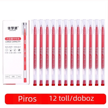 12 darabos nagy kapacitású golyóstoll készlet, 0,5 mm, fekete/piros/kék, vizsgákhoz és irodai használatra