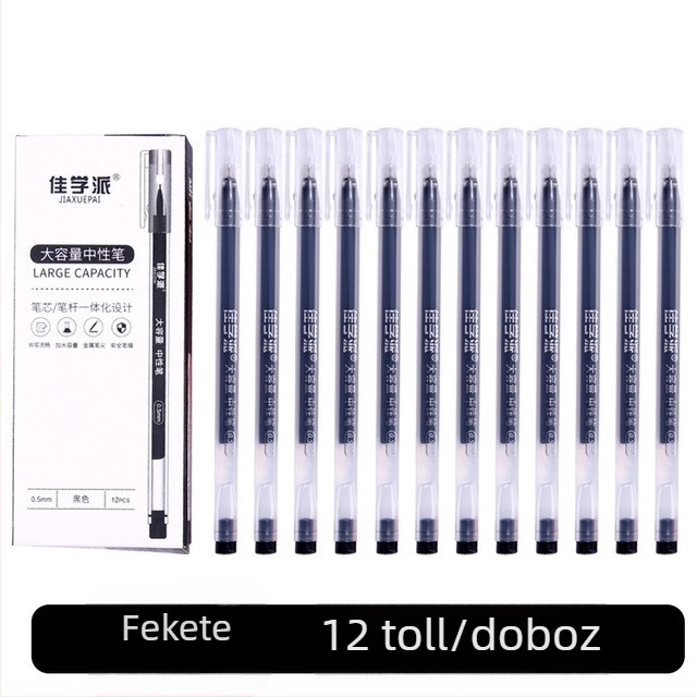 12 darabos nagy kapacitású golyóstoll készlet, 0,5 mm, fekete/piros/kék, vizsgákhoz és irodai használatra