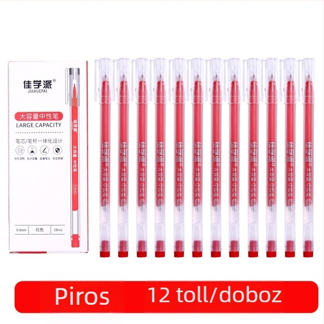 12 darabos nagy kapacitású golyóstoll készlet, 0,5 mm, fekete/piros/kék, vizsgákhoz és irodai használatra