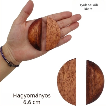 Őszibarack színű fa, kétoldalas, sima félhold alakú kupa hexagrammával és Yin–Yang motívummal, buddhista oltárhoz