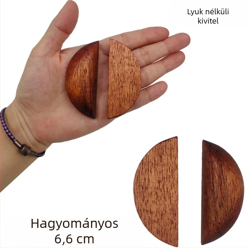 Őszibarack színű fa, kétoldalas, sima félhold alakú kupa hexagrammával és Yin–Yang motívummal, buddhista oltárhoz