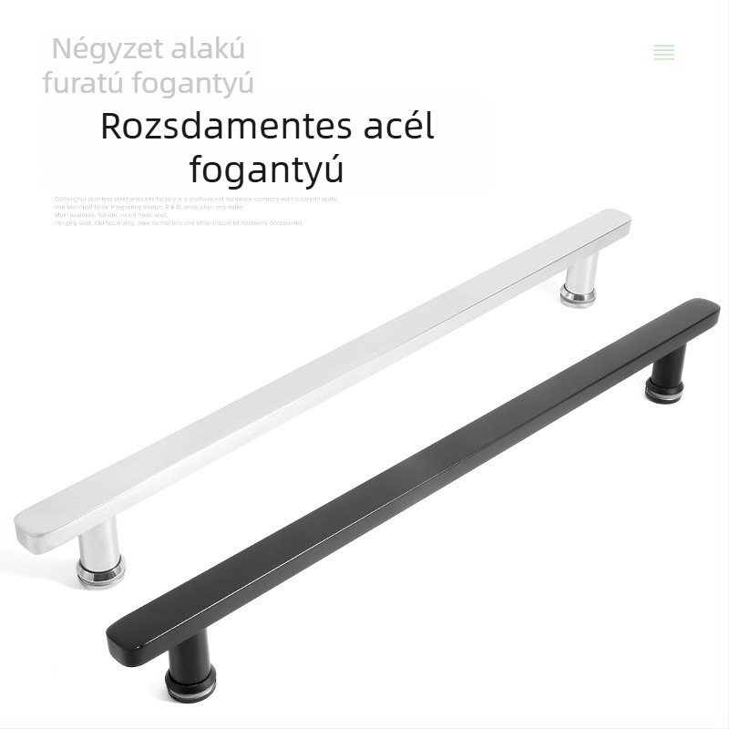 201 rozsdamentes acél ajtófogantyú üvegajtóhoz, négyzet alakú, fekete lakkozott felülettel, irodai és fürdőszobai használatra