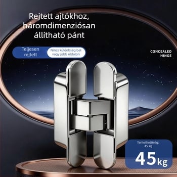 Háromdimenziós állítható rejtett keresztes zsanér faajtóhoz, kifelé nyíló, cinkötvözet