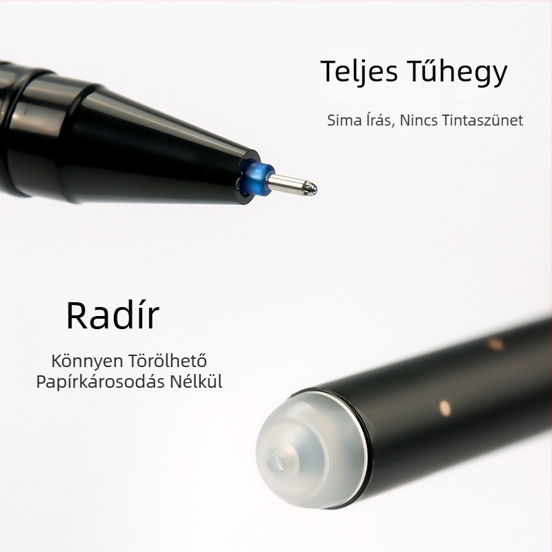 Zselés toll fekete és kék, 0,5 mm, fém test, aláíró toll általános iskolásoknak