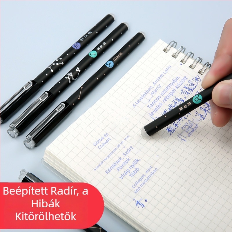 Zselés toll fekete és kék, 0,5 mm, fém test, aláíró toll általános iskolásoknak
