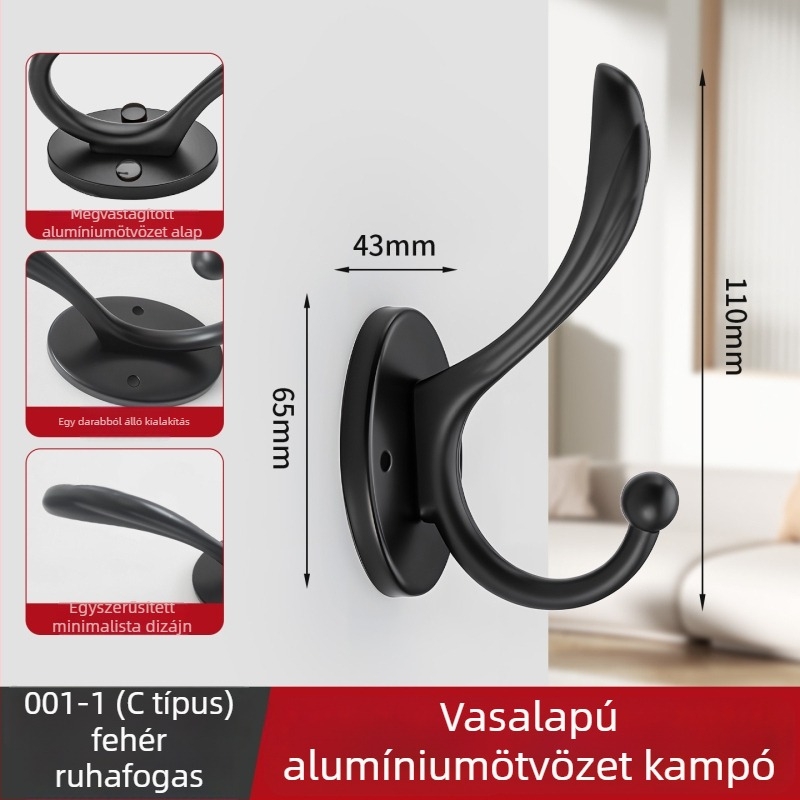 Fali ruhakampó bejárathoz és gardróbhoz, fúrás nélkül, egy kampó