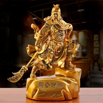 Guan Yu és a Vagyon Istene szobor otthoni dekorációhoz és tiszteletadáshoz