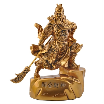 Guan Yu és a Vagyon Istene szobor otthoni dekorációhoz és tiszteletadáshoz