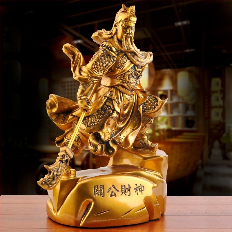 Guan Yu és a Vagyon Istene szobor otthoni dekorációhoz és tiszteletadáshoz