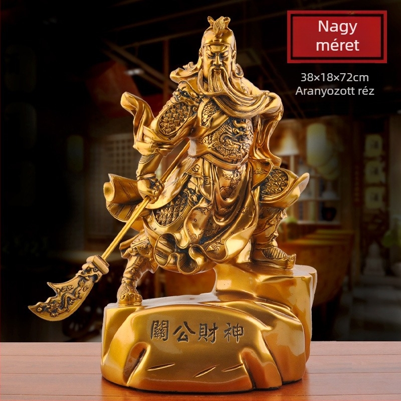 Guan Yu és a Vagyon Istene szobor otthoni dekorációhoz és tiszteletadáshoz