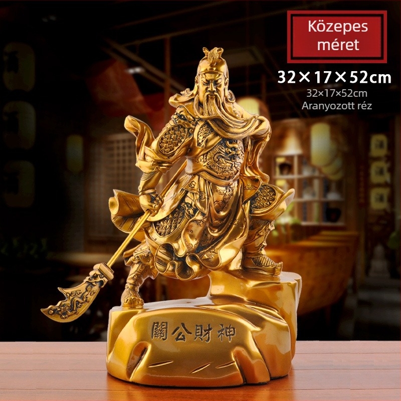 Guan Yu és a Vagyon Istene szobor otthoni dekorációhoz és tiszteletadáshoz