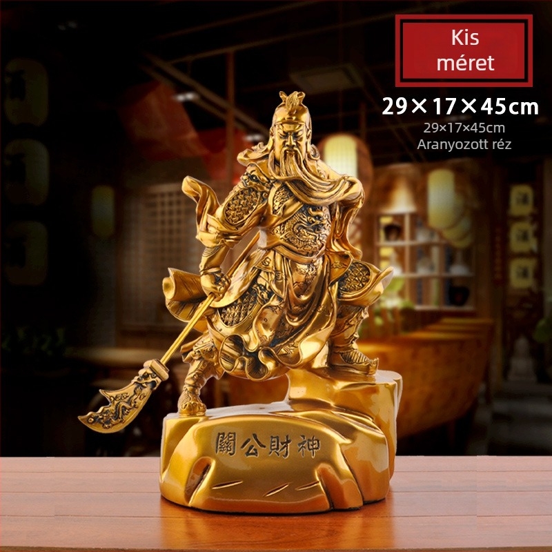 Guan Yu és a Vagyon Istene szobor otthoni dekorációhoz és tiszteletadáshoz