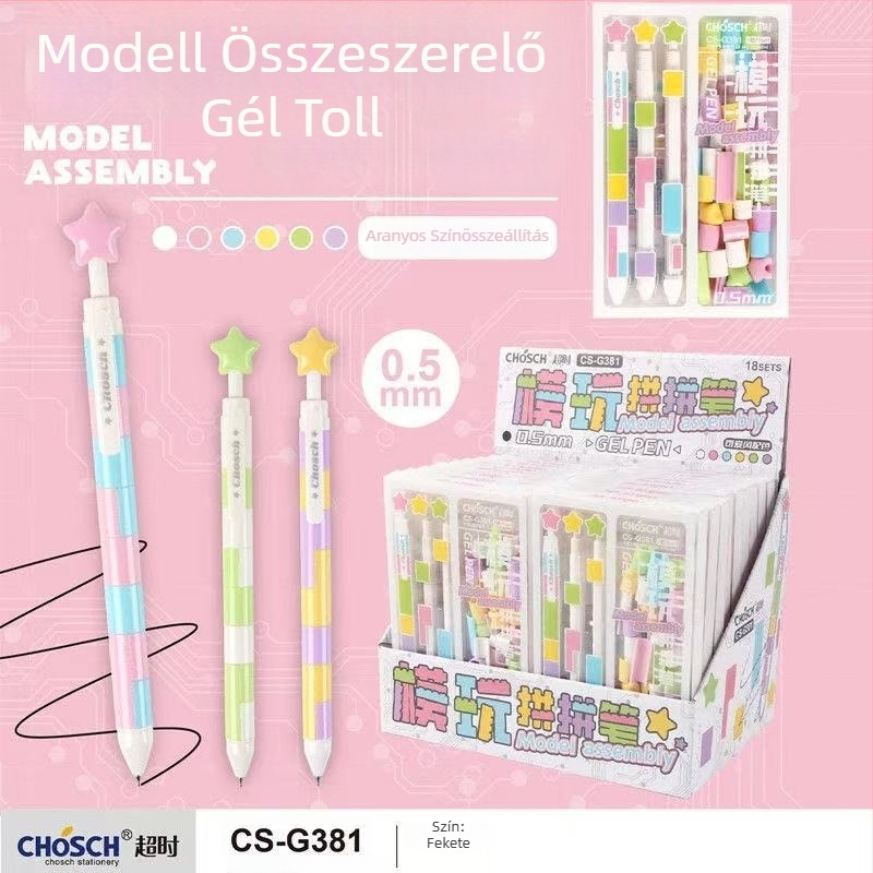 Moduláris puzzle toll általános iskolásoknak, stresszoldó gol toll, összekapcsolható elemekkel, oktatási játék toll, sima 0,5 mm hegye