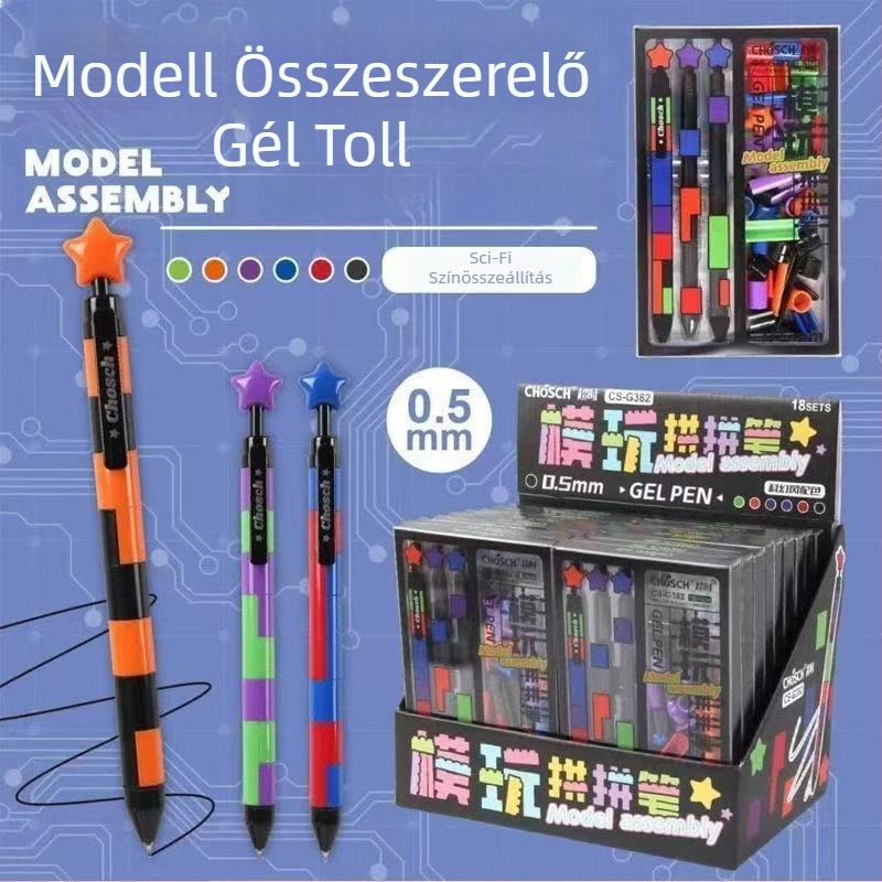 Moduláris puzzle toll általános iskolásoknak, stresszoldó gol toll, összekapcsolható elemekkel, oktatási játék toll, sima 0,5 mm hegye