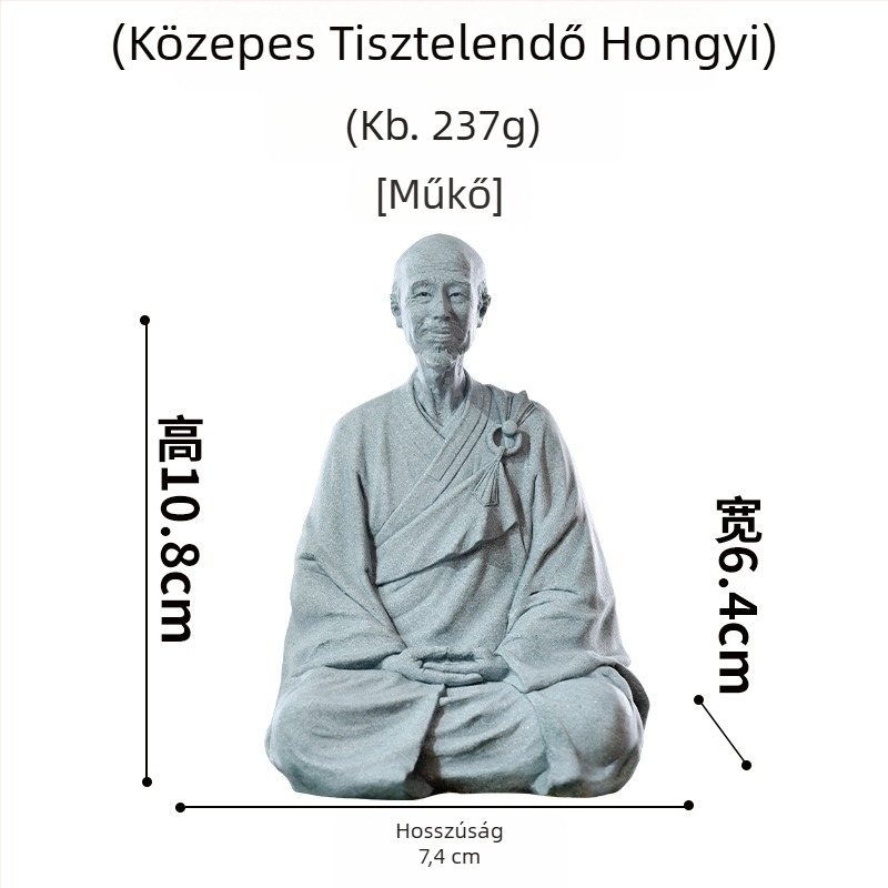 Master Hongyi Li Shutong buddhista szobra – gyanta alapú szobor homokkő-hatású, kínai zen tanulmányi és otthoni dekorációhoz