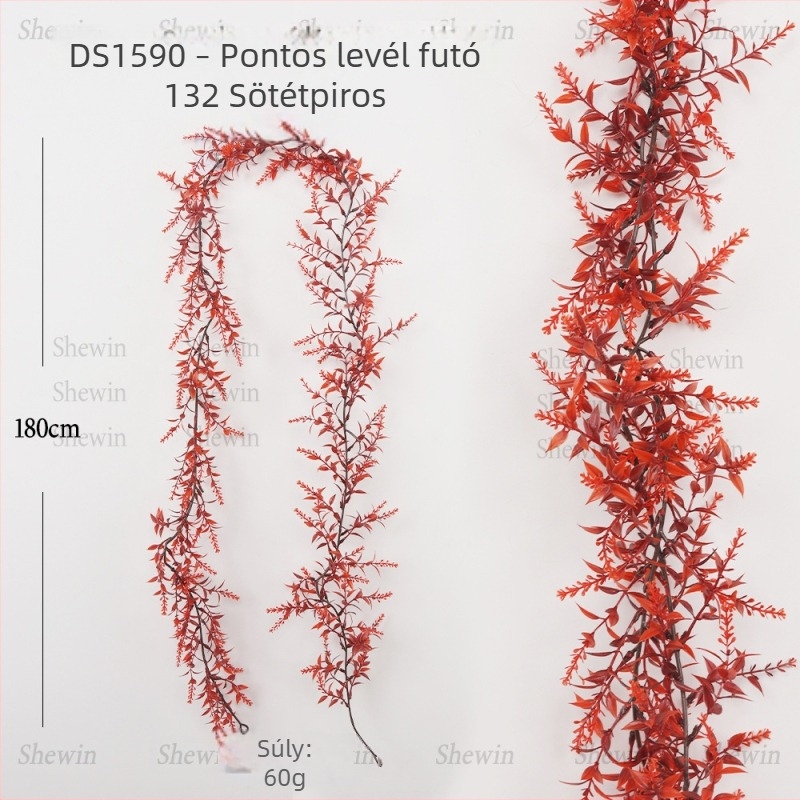 Mű zöld növények búzavető szárakkal és ratán díszítéssel — Halloween és őszi dekorációhoz