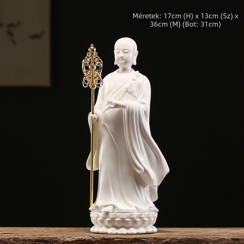 Álló Ksitigarbha Bodhisattva fehér porcelán szobor kínai klasszikus stílusban