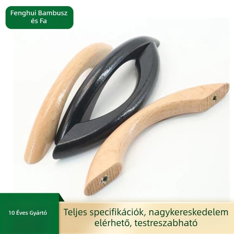 Fa fiókkezelők 96 mm-es furattávolsággal; gardróbajtókhoz való fa fogantyúk; átlátszó lakkozott fa fogantyúk bútorokhoz