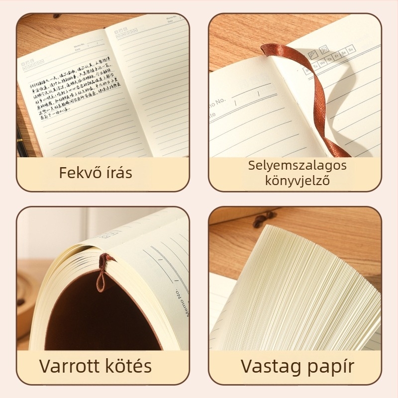 Vastagított üzleti puha fedelű jegyzetfüzet egyedi logóval, báránybőr-hatású fedél, A5 méret, íráshoz
