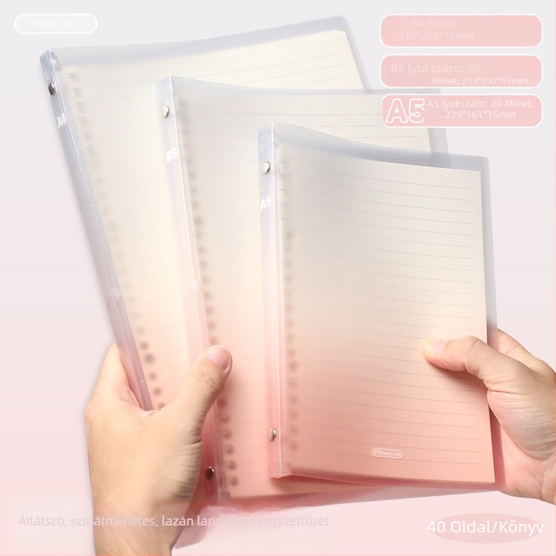 Gradient színű notesz leválasztható borítóval, formátum A5/B5, jegyzet- és naplófüzet, A4