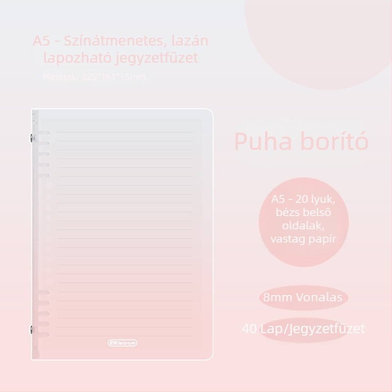 Gradient színű notesz leválasztható borítóval, formátum A5/B5, jegyzet- és naplófüzet, A4