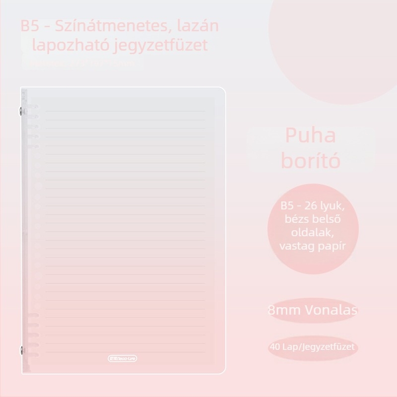 Gradient színű notesz leválasztható borítóval, formátum A5/B5, jegyzet- és naplófüzet, A4