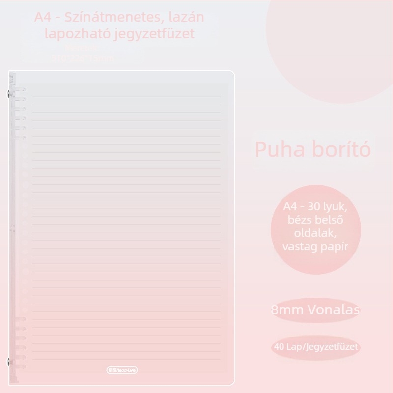 Gradient színű notesz leválasztható borítóval, formátum A5/B5, jegyzet- és naplófüzet, A4