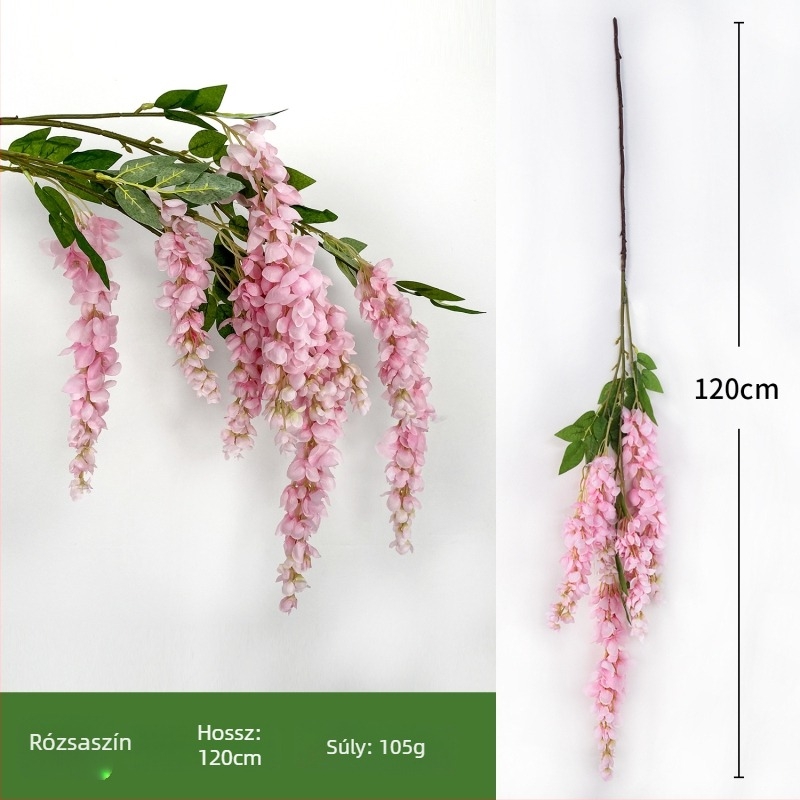 Mesterséges Wisteria óriás, hosszú ágakkal, selyemfüggő futó fotózáshoz és esküvői dekorációhoz
