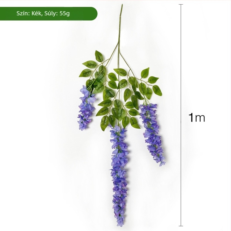Mesterséges Wisteria óriás, hosszú ágakkal, selyemfüggő futó fotózáshoz és esküvői dekorációhoz