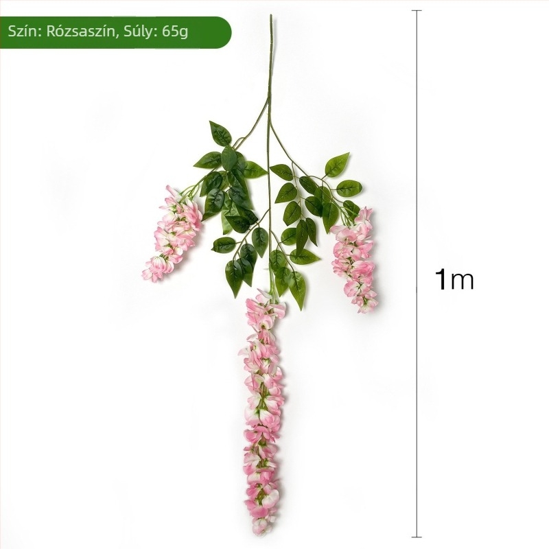 Mesterséges Wisteria óriás, hosszú ágakkal, selyemfüggő futó fotózáshoz és esküvői dekorációhoz