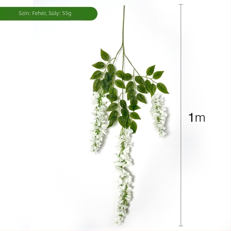 Mesterséges Wisteria óriás, hosszú ágakkal, selyemfüggő futó fotózáshoz és esküvői dekorációhoz
