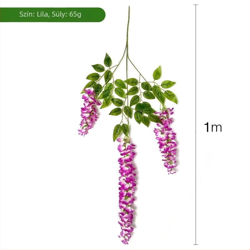 Mesterséges Wisteria óriás, hosszú ágakkal, selyemfüggő futó fotózáshoz és esküvői dekorációhoz