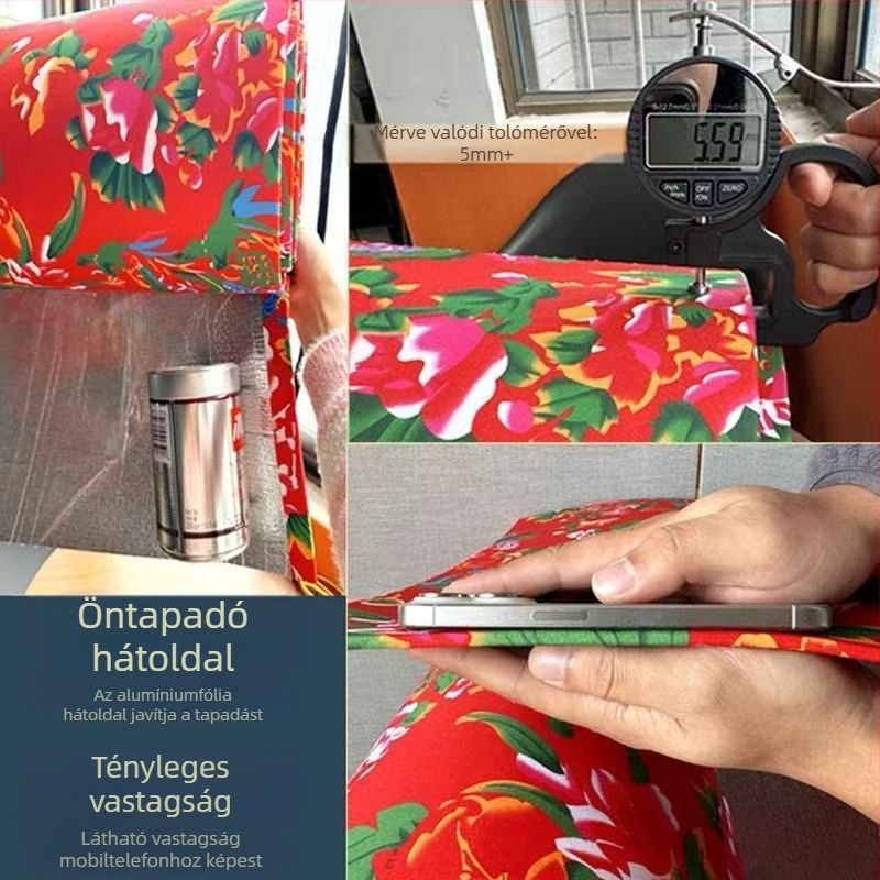 Öntapadós falikép észak-keleti népi stílusban, nagy virágos motívummal, vízálló és olajálló, ágy körüli faldekoráció.