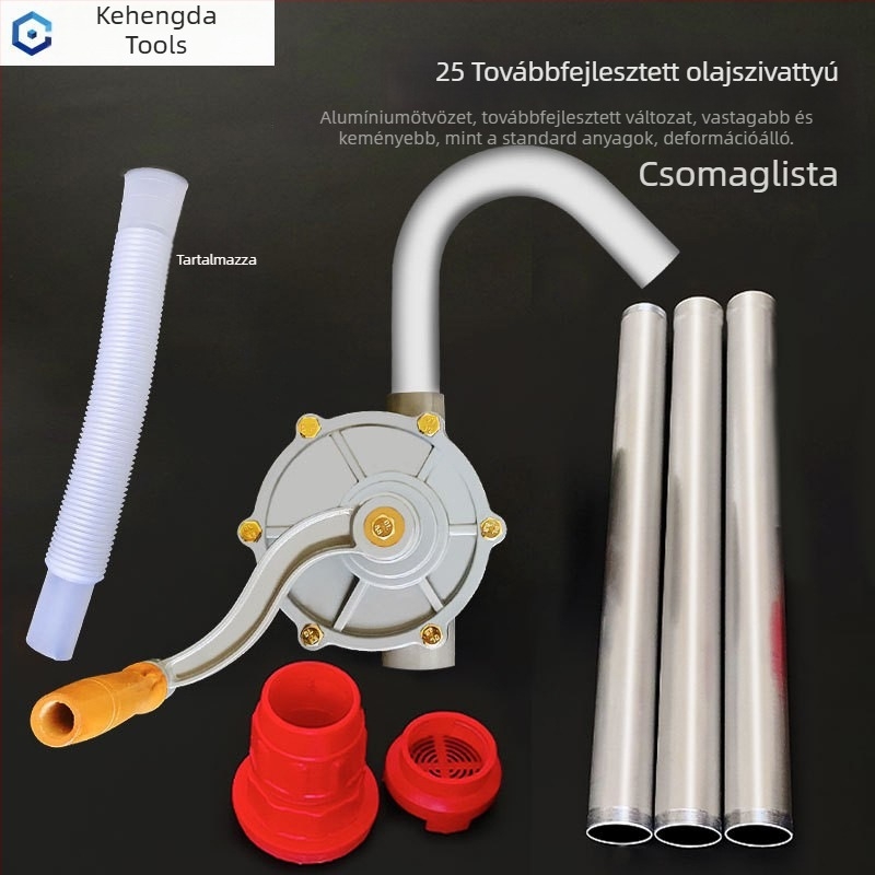 Kézzel hajtott dízelolaj pumpa, önprimáló, ipari minőség, alumínium kivitel