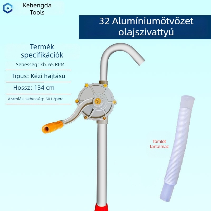 Kézzel hajtott dízelolaj pumpa, önprimáló, ipari minőség, alumínium kivitel