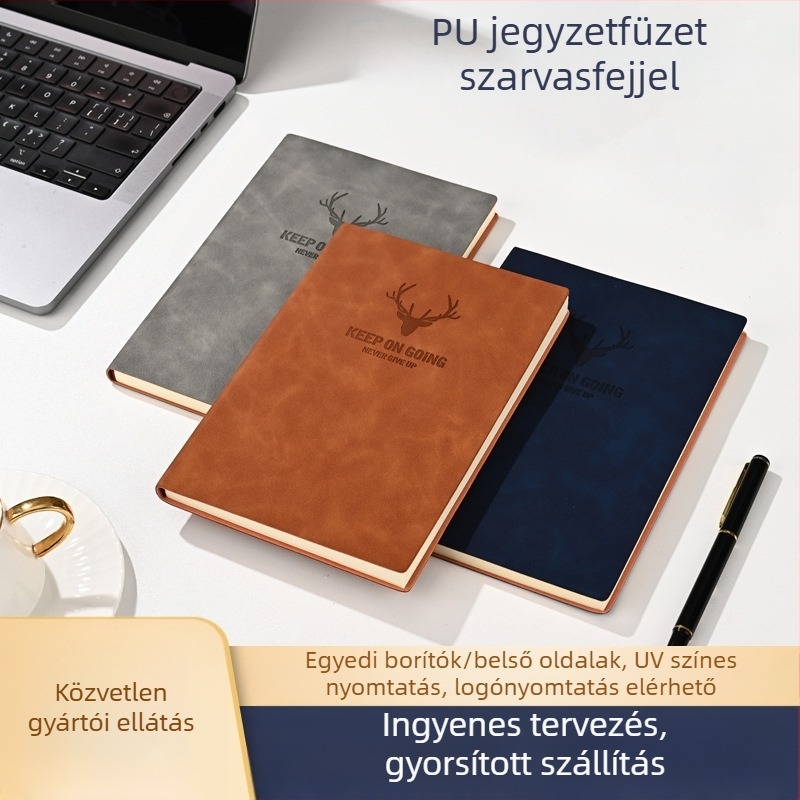 A5-ös PU notesz szarvasfej mintával, üzleti használatra, testreszabható találkozók és munkanaplókhoz