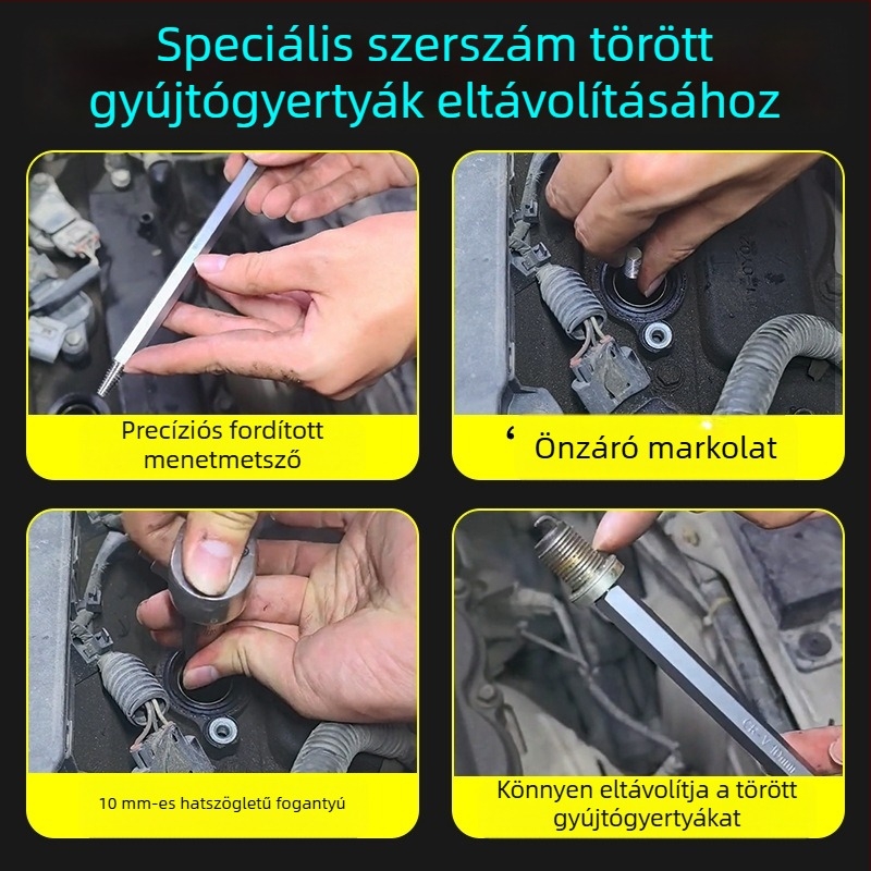 Speciális fordított kúpos eszköz töredezett gyújtógyertya eltávolítására