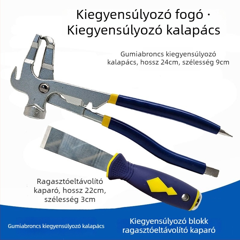 Gumiabroncs kiegyensúlyozó fogó dinamikus kiegyensúlyozó eszközzel és súlyeltávolítóval