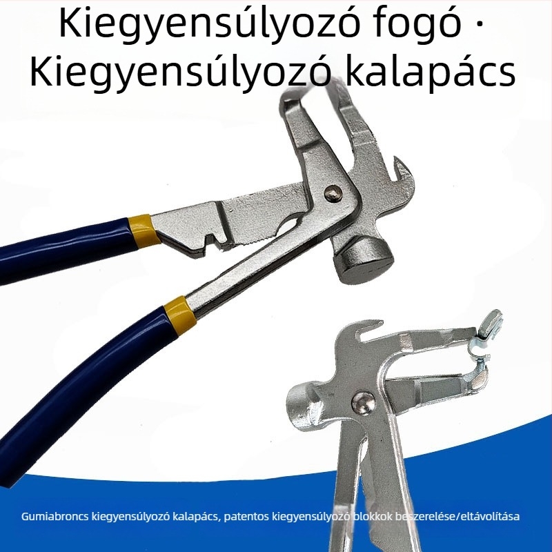 Gumiabroncs kiegyensúlyozó fogó dinamikus kiegyensúlyozó eszközzel és súlyeltávolítóval