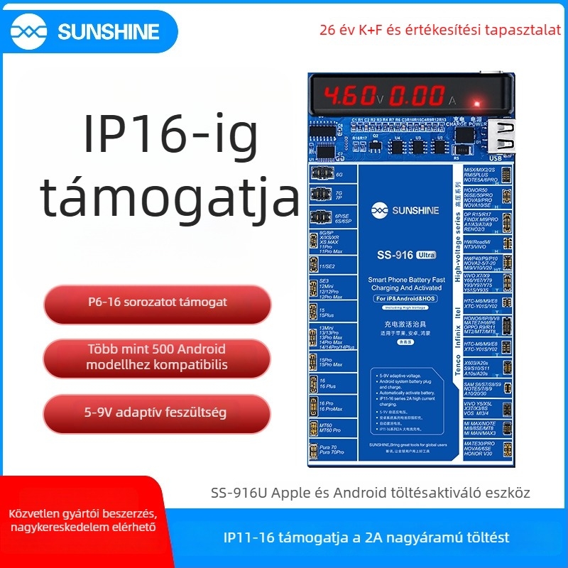 SS-916 Ultra töltésaktiváló eszköz Apple és Android készülékekhez, kompatibilis a 16-os sorozattal