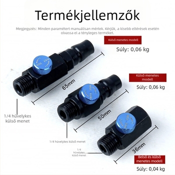 Pneumatikus szerszám sebességszabályozó kapcsoló, csatlakozó fúró/csiszolóhoz, légáram beállítása, légszelep