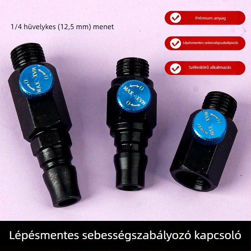 Pneumatikus szerszám sebességszabályozó kapcsoló, csatlakozó fúró/csiszolóhoz, légáram beállítása, légszelep