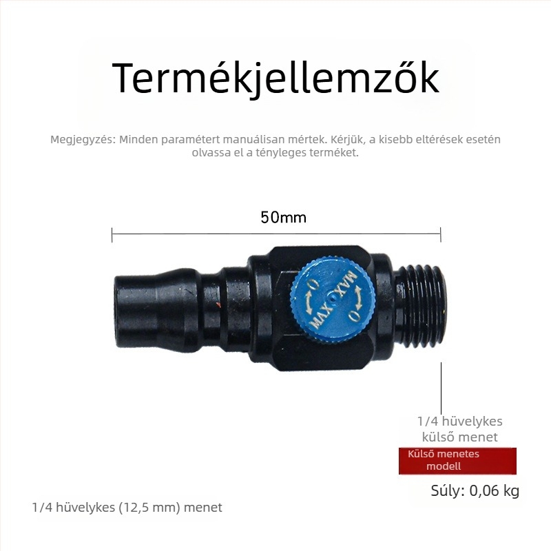 Pneumatikus szerszám sebességszabályozó kapcsoló, csatlakozó fúró/csiszolóhoz, légáram beállítása, légszelep