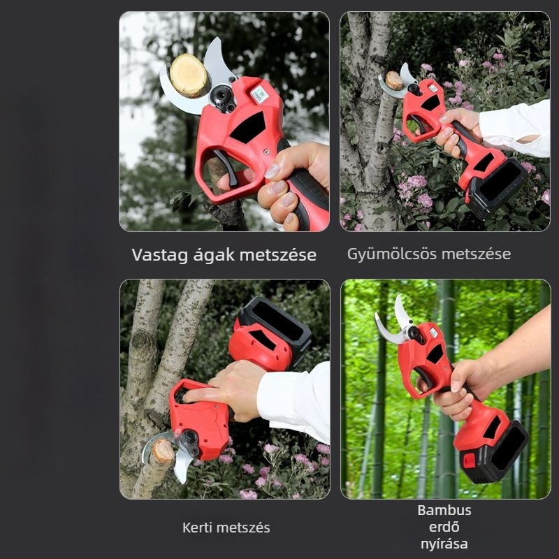 Akkumulátoros elektromos metszőolló vastag ágakhoz, nagy teljesítményű kerti gallyvágó