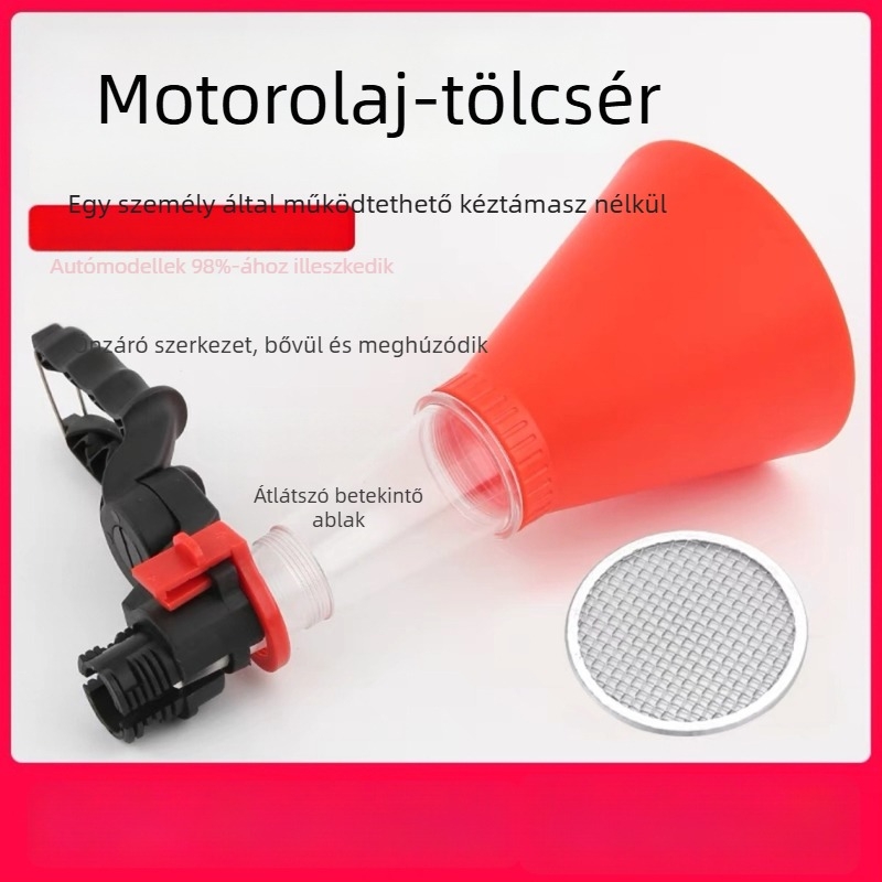 Többfunkciós olajfeltöltő tölcsér autómotorhoz és üzemanyag-töltéshez