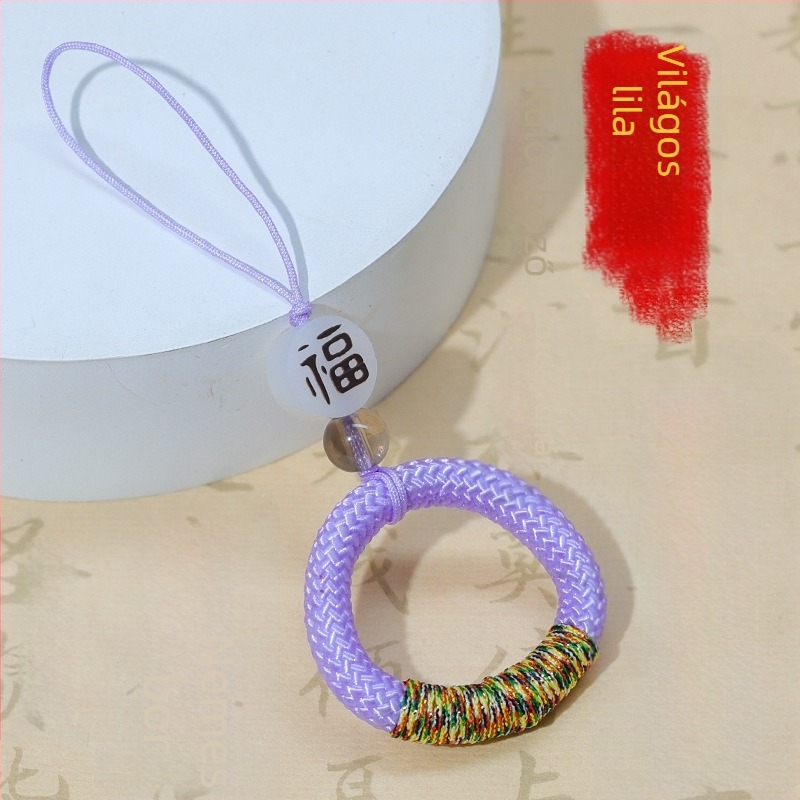 Nylon nyakpánt személyre szabható kínai csomó medállal és kristálygyöngyökkel, telefonhoz és USB-kábelhez
