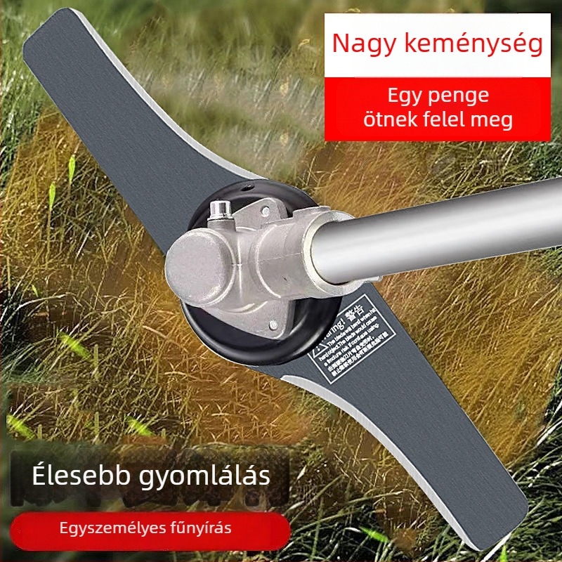Benzines fűnyíró penge, vastag görbe él, mangán acél, kőálló